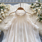 Beaded Bow-tie Pleated Glowing Shirt