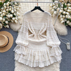 Beaded Ruffled French Style Dress