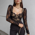 Niche Embroidered Black Mesh Top