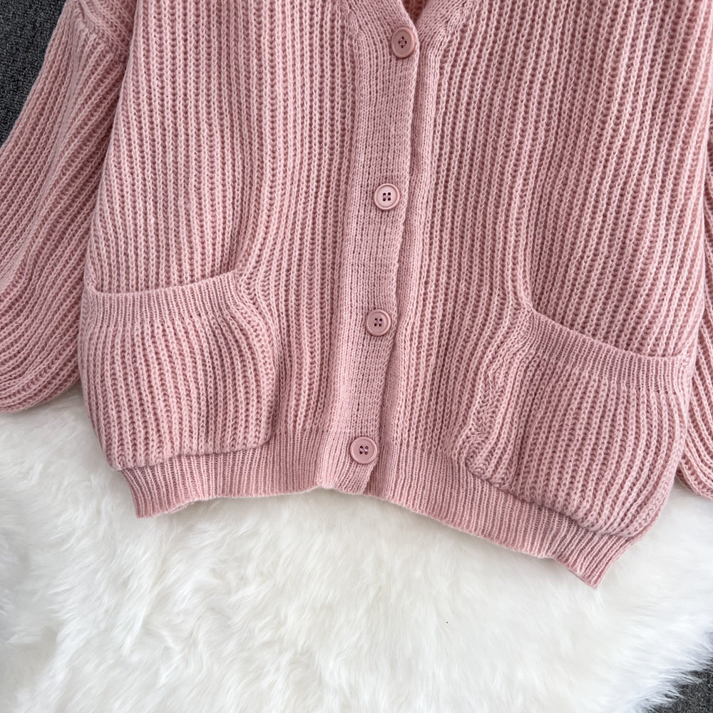Loose Cardigan&Slip Dress Knitted 2Pcs