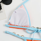 Pit-striped Fabric Color Blocking Bikini