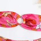 Halterless Multi-coloured Printed Bikini