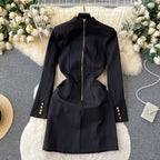 Black Double Breasted Suit Dress
