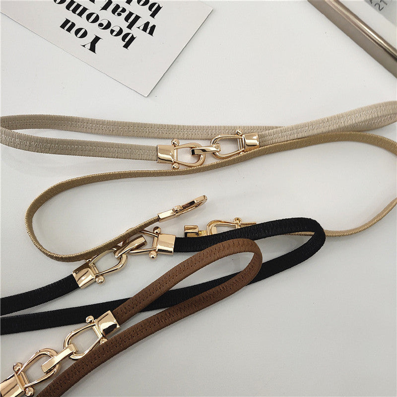 Gold-colored Buckle Decorative Soft Belt