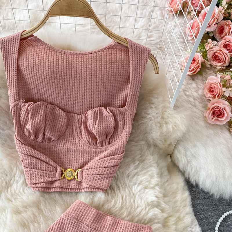 Fashion High-waist Skinny Two-piece Suit