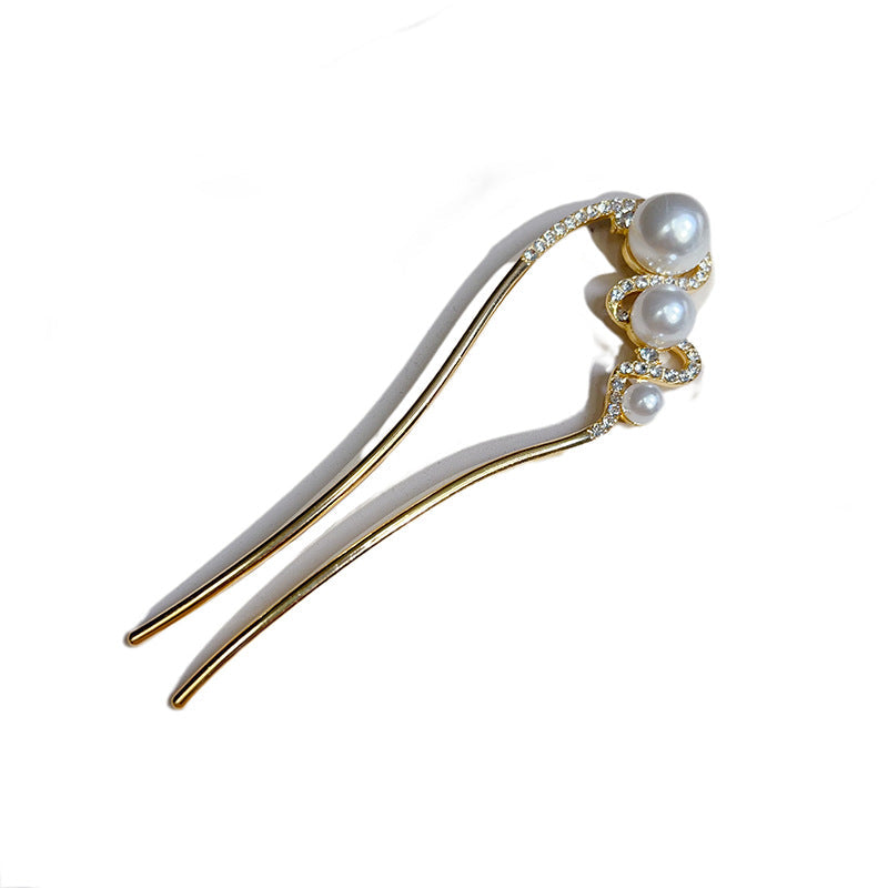 Pearl Fringed U-shaped Hairpin