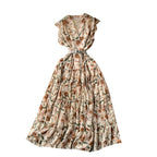 Vintage V-neck Sleeveless Floral Dress