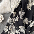 V-neck Flared-sleeve Floral Shirt