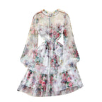 Sweet Floral Printed Lace Dress