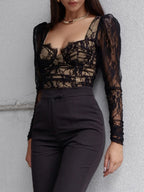 Niche Embroidered Black Mesh Top