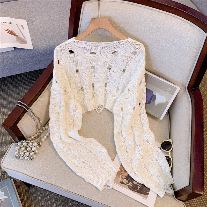 French Style Ripped Hollowed Sweater