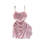 Furry Neckline Sequined Slip Dress
