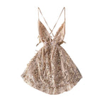 V-neck Backless Sequin Slip Dress