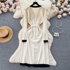 Color Blocking Knitted Cardigan Dress