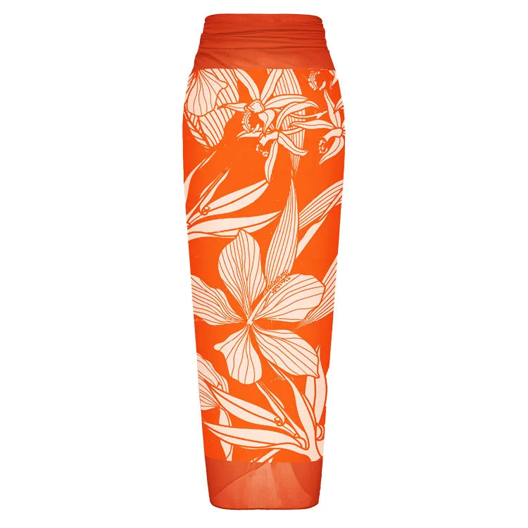 Slip One-piece Swimwear&Skirt Printed 2Pcs