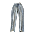 Vintage Loose Straight Ruffle Jeans