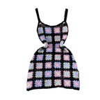 Backless Colourful Crocheted Slip Dress