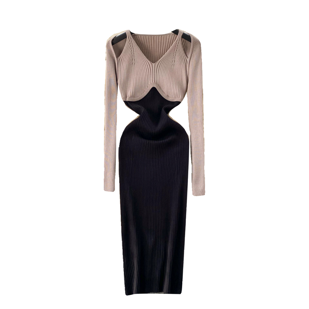 Elegant Hollowed Knitted Slip Dress