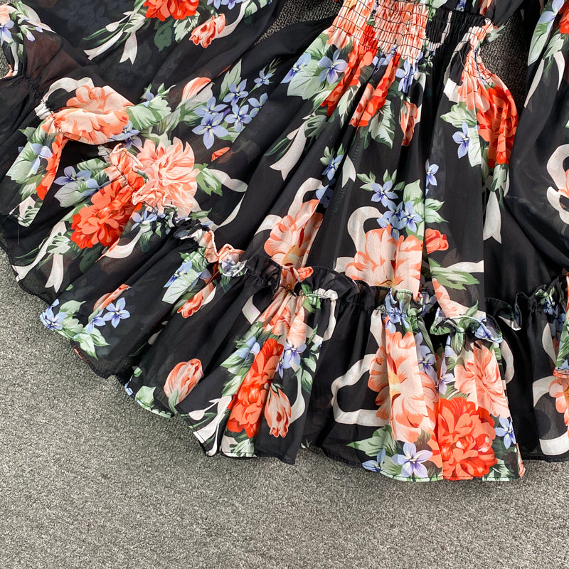 Off-the-shoulder Printed Chiffon Jumpsuit