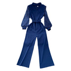Vintage V-neck Lace Patchwork Jumpsuit