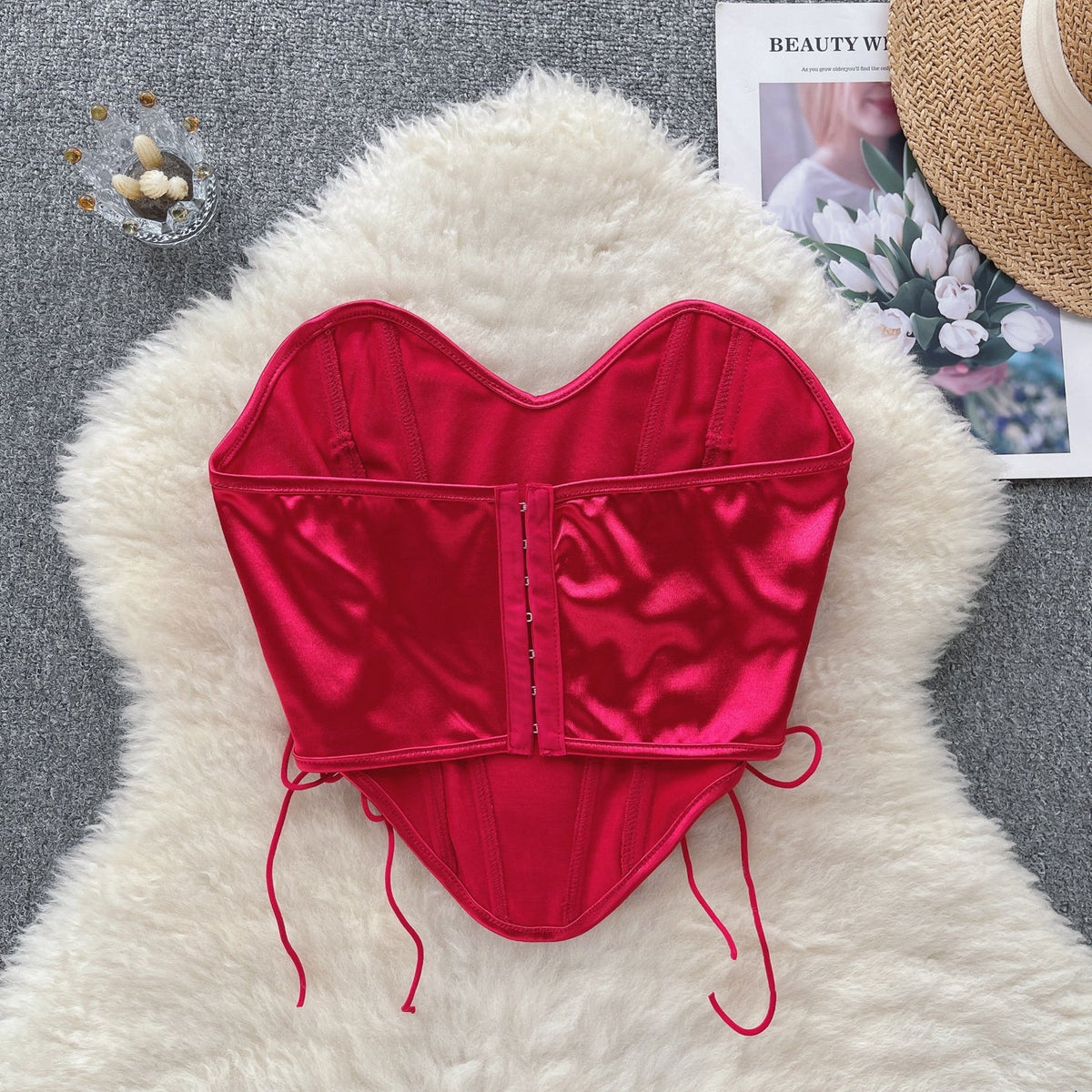 Niche Strapless Lace-up Camisole Top