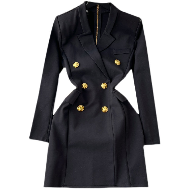 Black Double Breasted Suit Dress