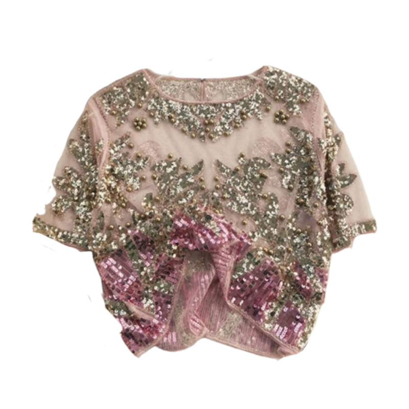 Chic Embroidered Beaded Sequin Shirt
