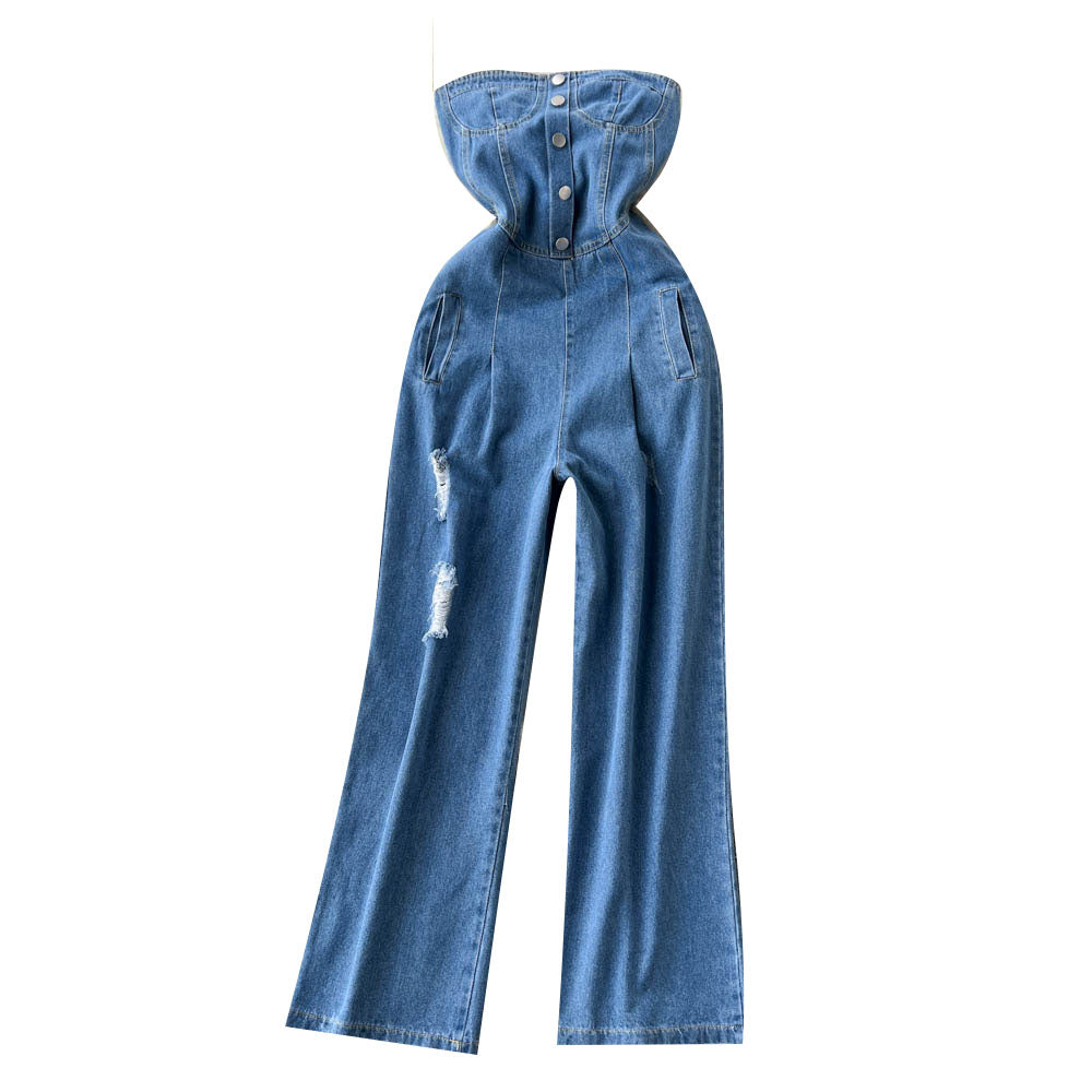 Vintage Ripped Denim Jumpsuit