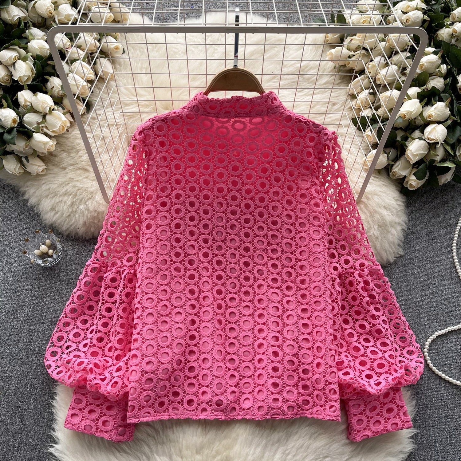 3d Floral Water-soluble Lace Blouse