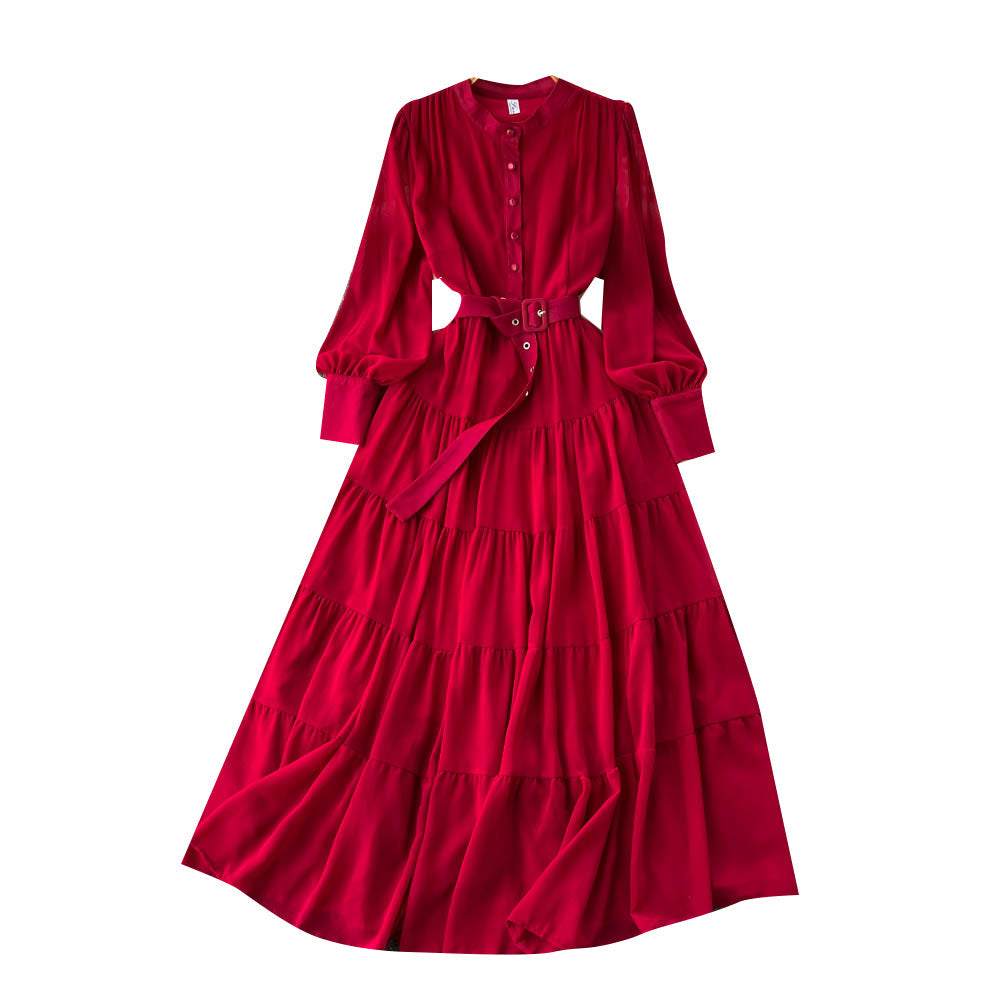Vintage Single Breasted Chiffon Dress