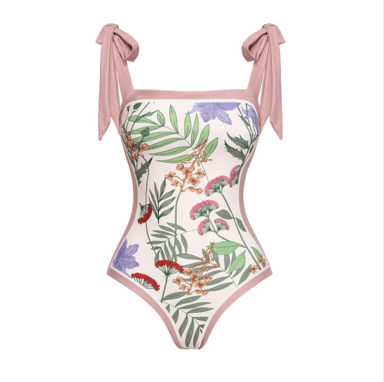 French Style Printed One-piece Swimwear&Skirt 2Pcs