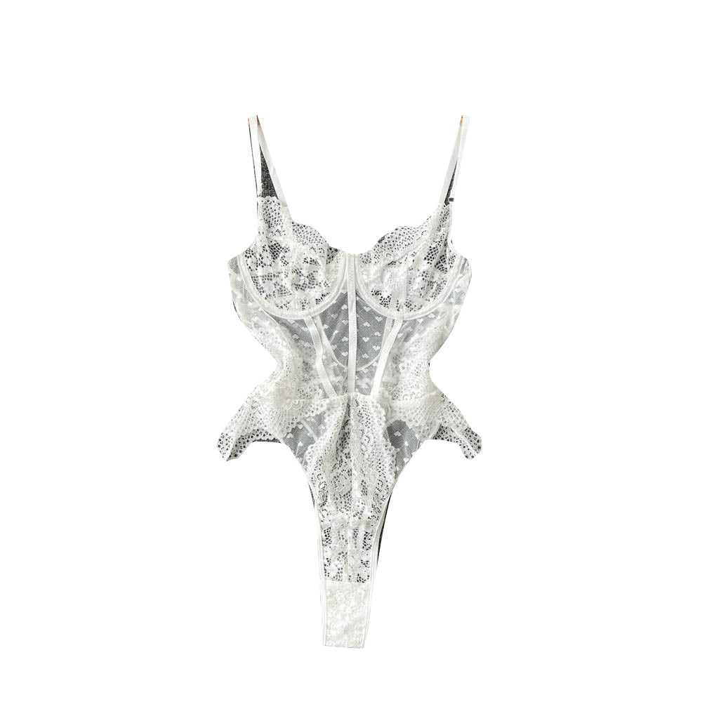 Chic White Lace Bustier Jumpsuit