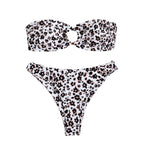 Halterless Multi-coloured Printed Bikini
