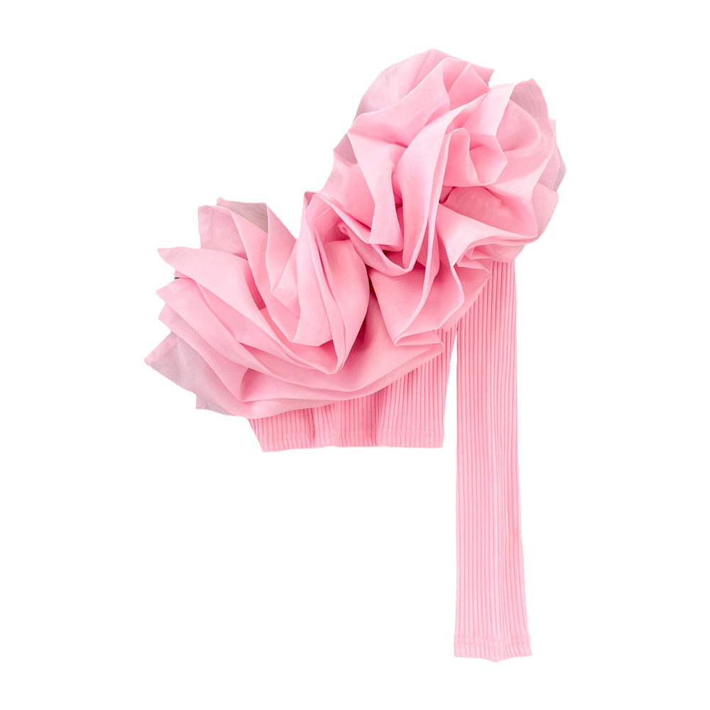 Pink 3d Floral One-shoulder T-shirt
