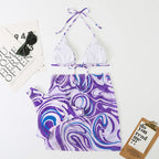 Colored Floral Bikini 3Pcs Set