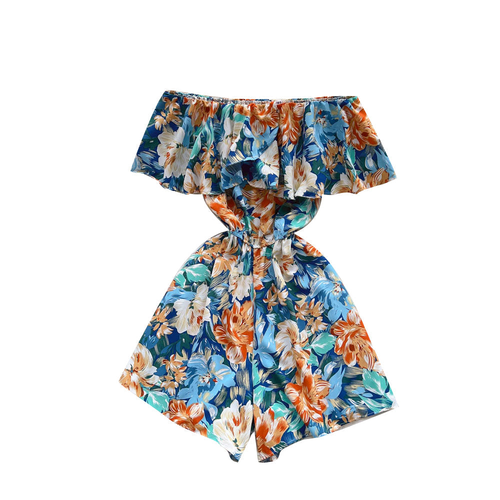 Strapless Floral Ruffled Jumpsuits