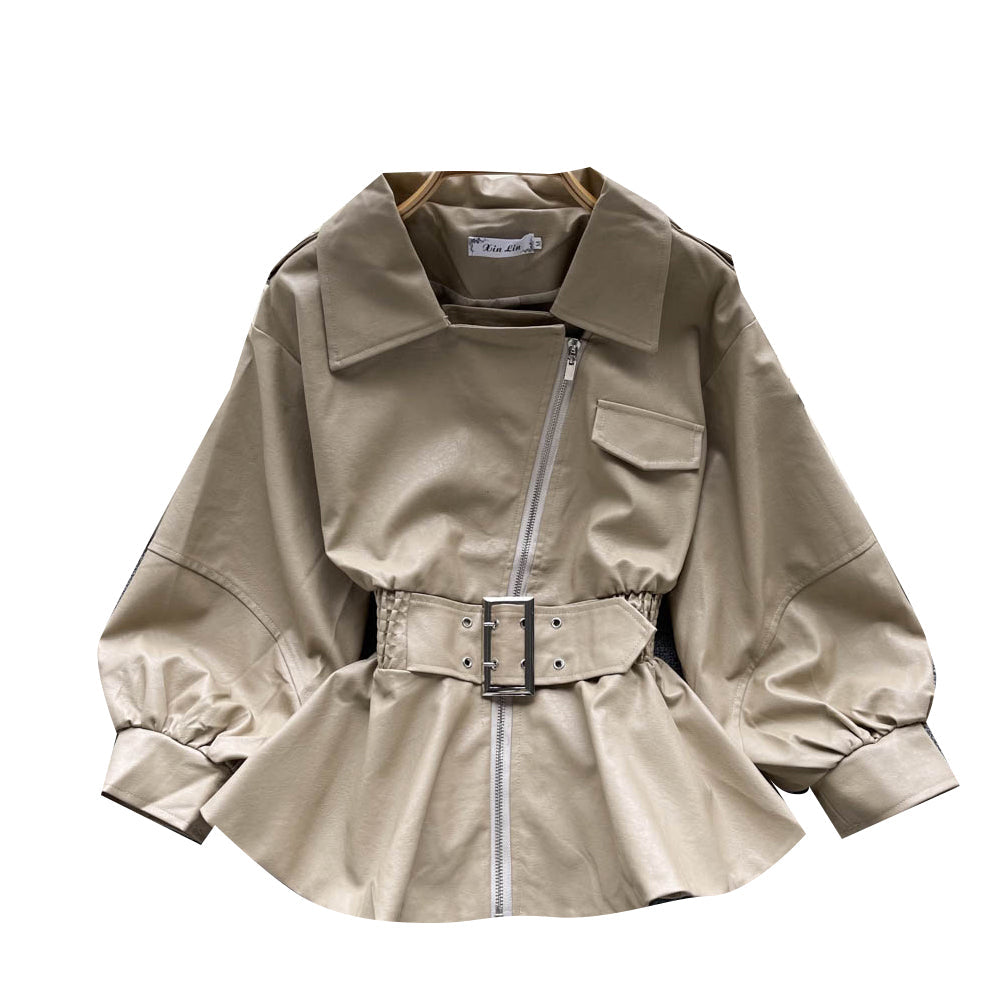 Niche Waist-slimming Leather Jacket