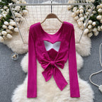 Chic U-neck Backless Lace-up Top
