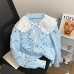 Beaded Floral Hollow Single-breasted Cardigan