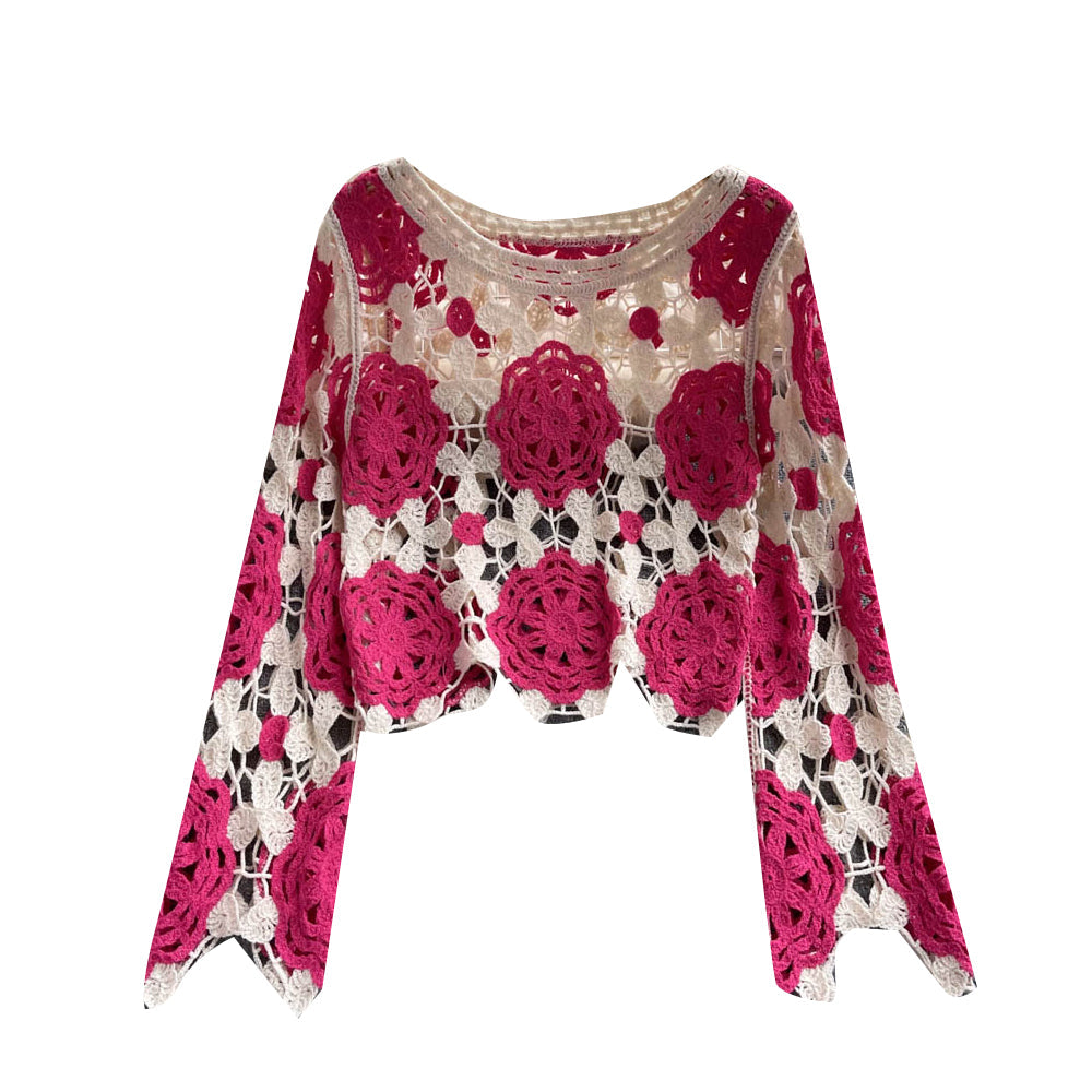 Long Sleeve Sweater With Loose Hook Cutout
