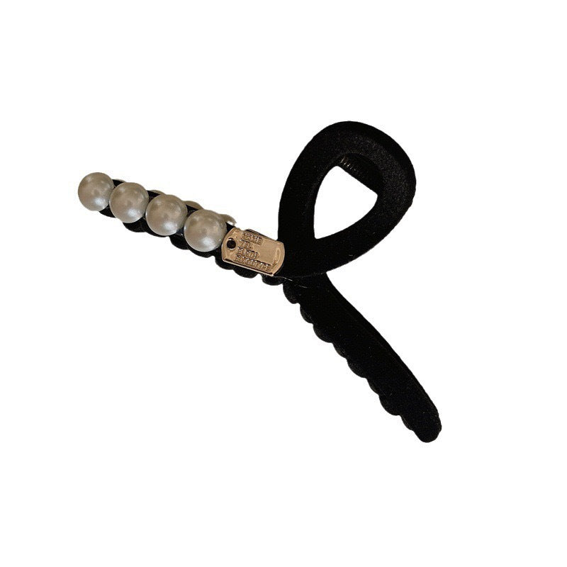 Beaded Black Velvet Hair Claw