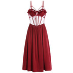 Bow-tie Lace Slip Dress&Mesh Robe