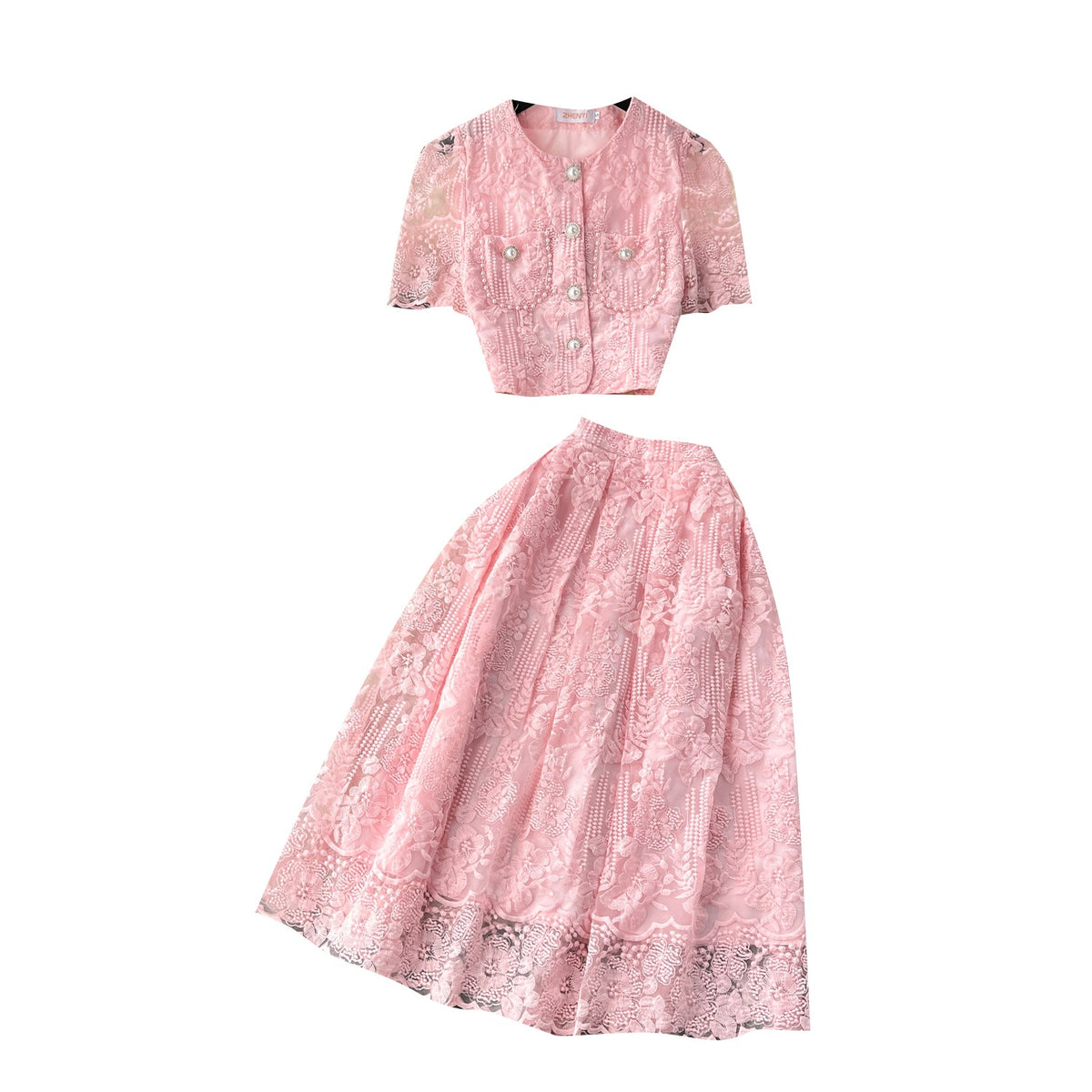 Crochet Shirt&Skirt Lace 2Pcs