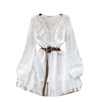Sweetie Lace-up Ruffled White Dress