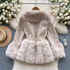 Furry Collar Lace-up Thermal Coat