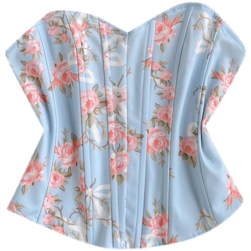 Backless Floral Fishtail Short Top