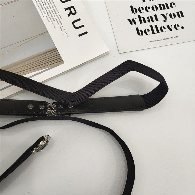 Black Rhinestone Small Buckle Belt