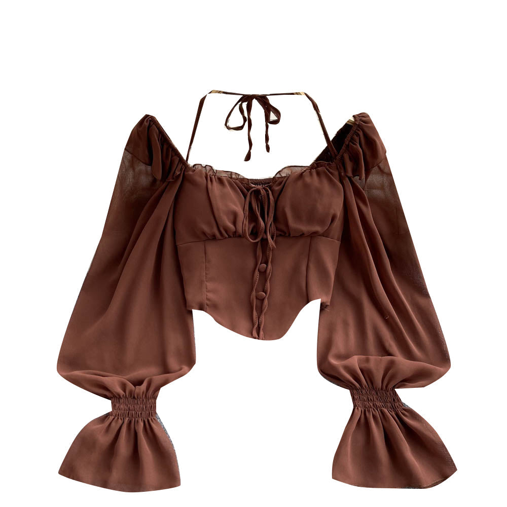 Loose Lace-up Halter Shirt