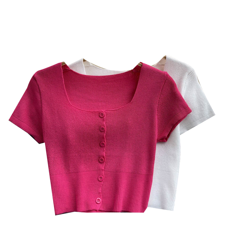 Short Sleeve Solid Colour Stretch T-shirt