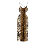 Backless Leopard Print Slip Dress
